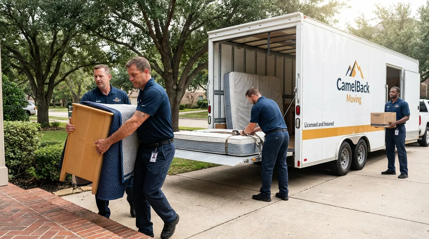 Crew loading residential truck for cross-state move from West Liberty, WV