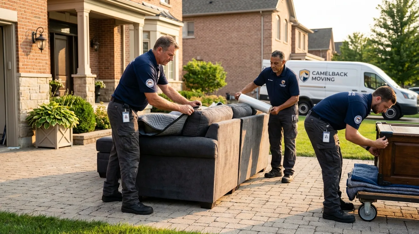 Large estate moving crew wrapping furniture in West Liberty, WV